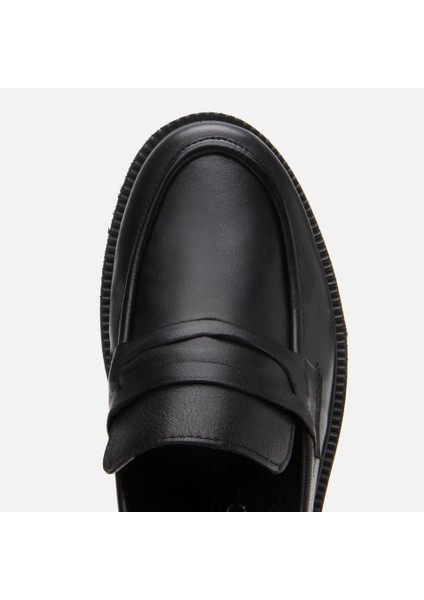 01AYH306700A100 Deri Siyah Kadın Loafer