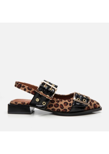 01AYH307310A499 TABA Leopar Desenli Kadın Kemerli Babet