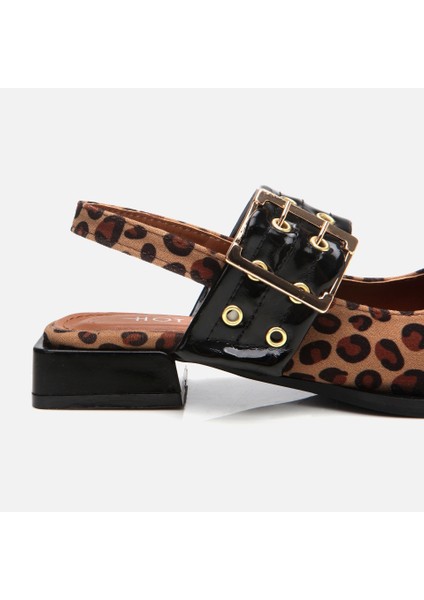 01AYH307310A499 TABA Leopar Desenli Kadın Kemerli Babet