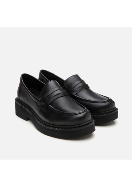 01AYH306700A100 Deri Siyah Kadın Loafer