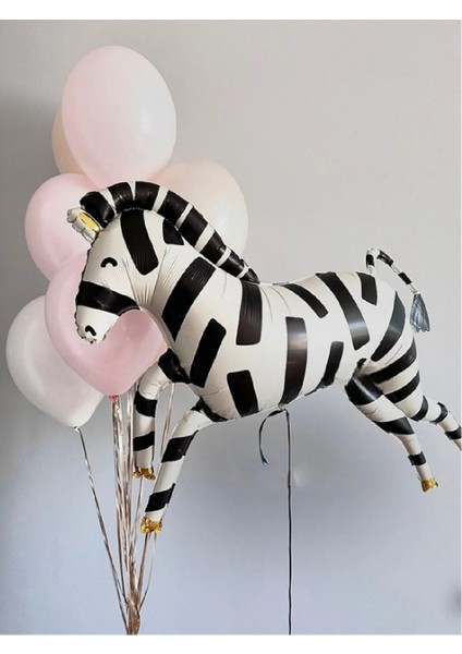 Zebra Folyo Balon Buketi Doğum Günü Parti Malzemeleri Doğum Günü Balon Seti