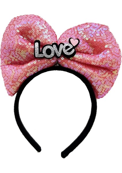 LED Işıklı 3 Farklı Fonksiyonda Yanan Gümüş Love Yazılı Fuşya Pembe Fiyonk Taç 20X17 cm fiyatları