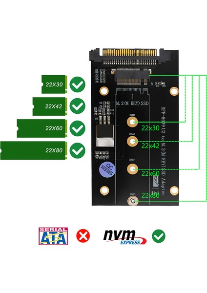 M.2 Key M Adaptörü M.2 Key M Nvme Ssd'den SFF-8639(U.2) Adaptörü 2230/2242/2260/2280 SSD Için Isı Emici ile (Yurt Dışından)