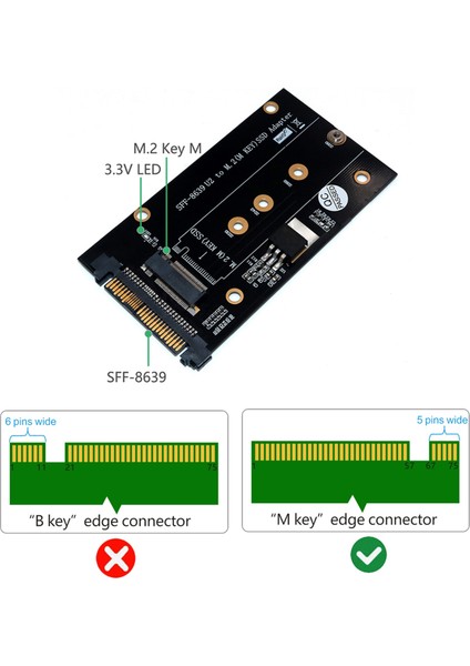 M.2 Key M Adaptörü M.2 Key M Nvme Ssd'den SFF-8639(U.2) Adaptörü 2230/2242/2260/2280 SSD Için Isı Emici ile (Yurt Dışından)