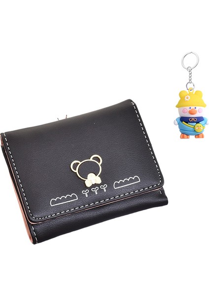 Cüzdan Kadın Kısa Öğrenci Mini Küçük Cüzdan Sevimli Karikatür Çoklu Kart Yuvası Üç Katlı Para Cüzdan (Yurt Dışından)
