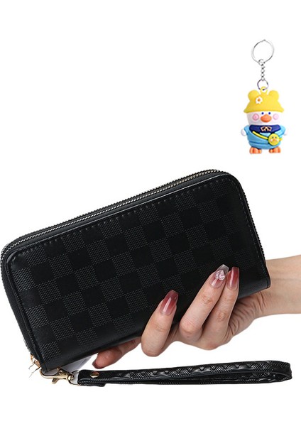Bayanlar Cüzdanı Çift Çekme Basit ve Şık Çift Fermuarlı Clutch Kart Tutucu (Yurt Dışından)
