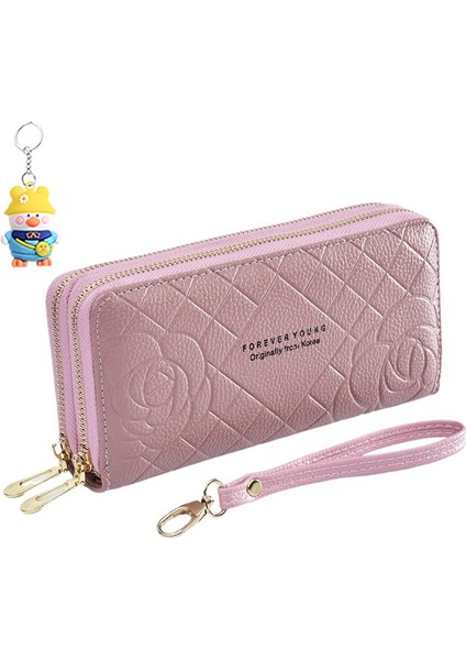 Cüzdan Kadın Uzun Bilek Kayışı Clutch Çift Fermuarlı Büyük Kapasiteli Cep Telefonu Çantası (Yurt Dışından)