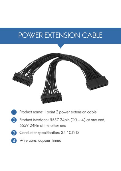 Atx 24PIN 1 Ila 2 Port Güç Kaynağı Uzatma Kablosu Psu Erkekten Dişi Ayırıcı 24PIN Uzatma Kablosu (Yurt Dışından) fırsatları