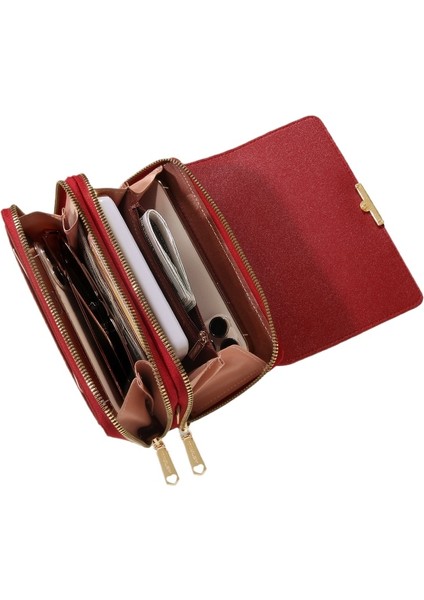 Cep Telefonu Çantası Kapak Tipi Kadın Moda Çok Fonksiyonlu Crossbody Omuz Çantası Çok Yönlü Cüzdan (Yurt Dışından)