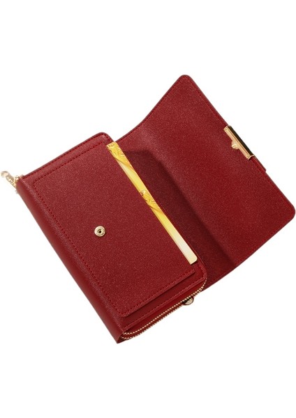 Cep Telefonu Çantası Kapak Tipi Kadın Moda Çok Fonksiyonlu Crossbody Omuz Çantası Çok Yönlü Cüzdan (Yurt Dışından)