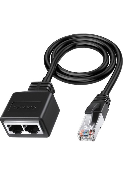 Lan Ethernet Adaptörü RJ45 Erkek 2 Dişi Ayırıcı RJ45 1'den 2'ye Ethernet Lan Ağ Adaptörü Kablosu (Yurt Dışından)