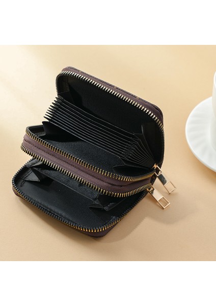 Bayan Kart Tutucu Çift Fermuarlı Organ Moda Çoklu Kart Yuvası Kart Tutucu Para Cüzdanı (Yurt Dışından) fırsatları