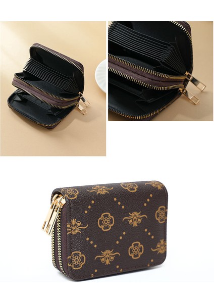 Bayan Kart Tutucu Çift Fermuarlı Organ Moda Çoklu Kart Yuvası Kart Tutucu Para Cüzdanı (Yurt Dışından) indirimleri