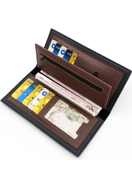 Erkek Uzun Cüzdan Gündelik Dikme Buzlu Clutch Kimlik Çantası Çoklu Kart Yuvası Clutch Cüzdan (Yurt Dışından) modelleri