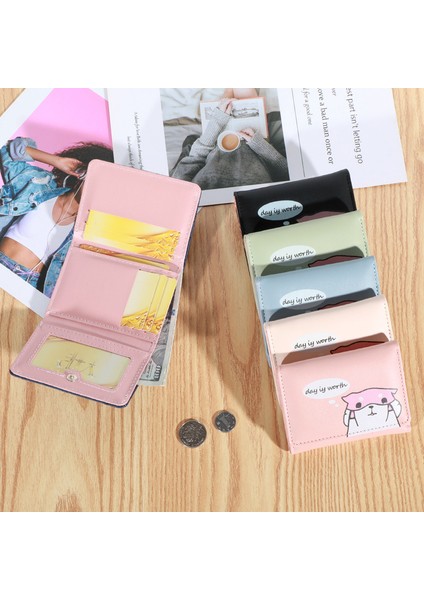 Küçük Cüzdan Kadın Kısa Üç Katlı Basit Sevimli Öğrenci Katlanır Cüzdan Kart Tutucu (Yurt Dışından) fırsatları
