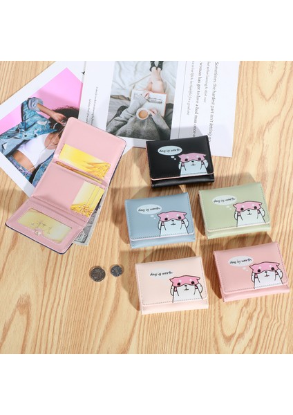 Küçük Cüzdan Kadın Kısa Üç Katlı Basit Sevimli Öğrenci Katlanır Cüzdan Kart Tutucu (Yurt Dışından) indirimleri