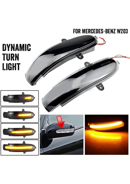 Mercedes Benz C W203 T-Modell CL203 Için Dinamik LED Dikiz Aynası Yan Sinyal Lambası Sinyal Lambası, Füme (Yurt Dışından)