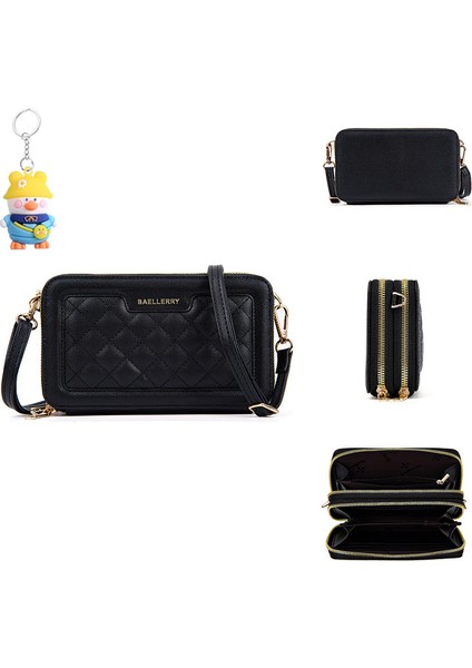 Bayan Çantaları Çift Fermuarlı Telefon Çantaları Moda Omuz Crossbody Çanta Cüzdan (Yurt Dışından)