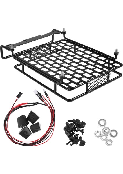 Wrangler Tamiya CC01 Axial SCX10 Alüminyum Alaşımlı Bagaj Rafı Araba Tavan Rafı Için Tavan Bagaj Rafı LED Işık Çubuğu (Yurt Dışından) modelleri