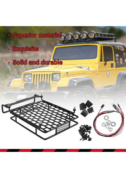 Wrangler Tamiya CC01 Axial SCX10 Alüminyum Alaşımlı Bagaj Rafı Araba Tavan Rafı Için Tavan Bagaj Rafı LED Işık Çubuğu (Yurt Dışından) fırsatları