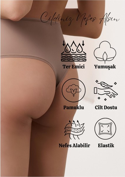 Pamuklu Kadın Yüksek Bel Tanga 5'li Paket