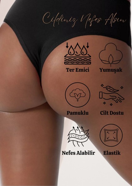 Yüksek Bel Kadın Pamuklu Tanga 5'li Ekonomik Paket