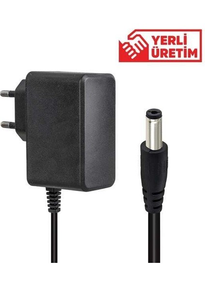 12 Volt - 1 Amper 5.5*2.5 Uçlu Yerli Üretim Plastik Kasa Priz Tipi Adaptör