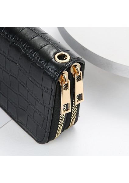 cüzdan Kadın Moda Çift Fermuarlı Dövüş Çanta Çoklu Kart Yuvası Kart Tutucu (Yurt Dışından)