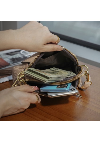 Crossbody Çanta Basit Moda Düz Renkli Çok Katmanlı Cep Telefonu Çantası Büyük Kapasiteli Seyahat Çantası (Yurt Dışından) modelleri
