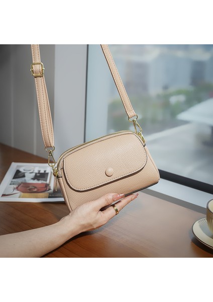 Crossbody Çanta Basit Moda Düz Renkli Çok Katmanlı Cep Telefonu Çantası Büyük Kapasiteli Seyahat Çantası (Yurt Dışından) fırsatları