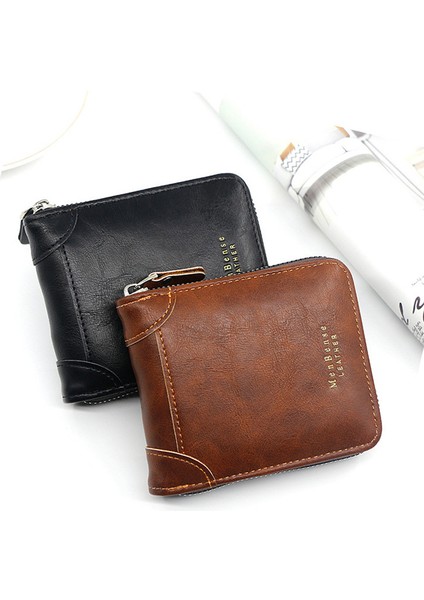 erkek Kısa Cüzdan Gündelik Moda Büyük Kapasiteli Çoklu Kart Yuvası Erkek Fermuarlı Cüzdan Kart Tutucu (Yurt Dışından) modelleri