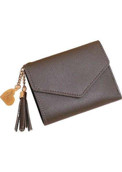 Cüzdan Bayan 2024 Yeni Şort Akan Kolye Litchi Desen Para Kartı Çanta El Tutma Sevimli Para Çanta (Yurt Dışından)