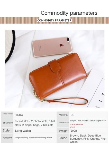 Cüzdan Bayan Uzun Fermuar Tokası Büyük -Kapasiteli Çoklu Kartlı Bas Kart Çantası Tüm -Bir Çantada (Yurt Dışından) fırsatları