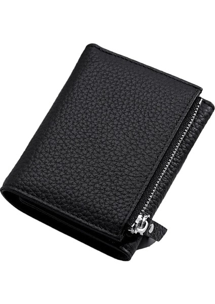 Deri Japon Cüzdan Kadın Tri -Kredi Kredi Kartı Çantaları Rfıd Katlanır Kart Deri Litchee Pattoo Fermuer Para Çantası Kadın (Yurt Dışından)