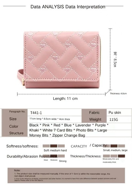 Bayan Kısa Cüzdan Basit Nakış Pu Üç Katlanır Çanta Çok Kart Paketi Çok Kart Cüzdan (Yurt Dışından) fırsatları