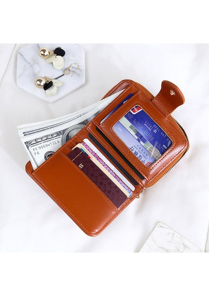 Cüzdan Bayan Kısa Fermuarlı Toka Büyük -Kapasiteli Çok Kardalı Bas Kartı Kart Çantası Tüm -Bir Çantada (Yurt Dışından) modelleri