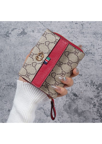 Kısa Baskılı Çoklu Kartlı Öğrenci Kadın Cüzdan Kadın Büyük -Kapasiteli Rüzgar Kartı Çanta Cüzdan Entegre Çanta (Yurt Dışından)