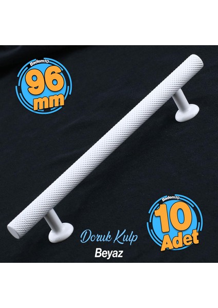 10 Adet Doruk Beyaz Metal Kulp 96 mm-9.6 cm Mobilya Çekmece Mutfak Dolabı Dolap Beyaz