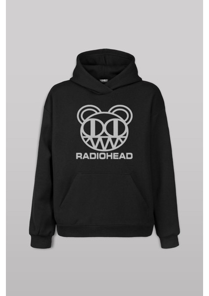 Siyah Sweat Radiohead Thom Yorke Ön Baskılı Sweatshirt Unisex Kapüşonlu Hoodie