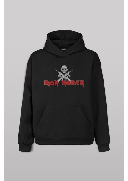Iron Maiden Logo The Book Of Souls Ön Baskılı Sweatshirt Unisex Kapüşonlu Hoodie