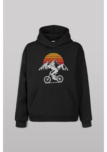 Bisiklet Doğa Gezi Turu Outdoor Travel Retro Ön Baskılı Sweatshirt Unisex Kapüşonlu Hoodie