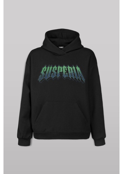 Siyah Sweat Susperia Typography Gothic Y2K Metal Music Sweatshirt Kapüşonlu Hoodie