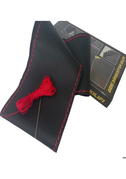 Dikişli Direksiyon Kılıfı Damarlı Deri Kırmızı Dikişli Opel Vivaro Için indirimleri