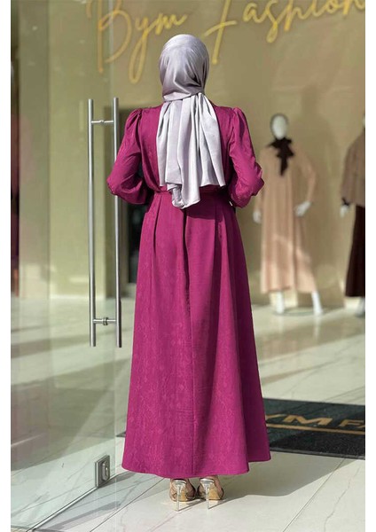 Taş Detaylı Jakar Elbise 3924 Mürdüm fiyatları