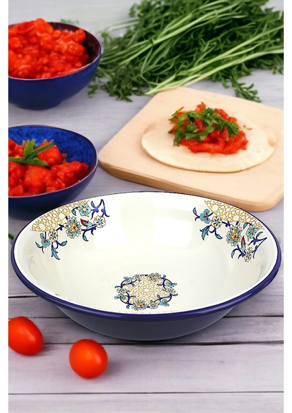 40 cm 8litre Emaye Leğen Çırpma ve Karıştırma Kabı, Hamur Leğeni,meyvelik, Çeyiz, Hediye, Büyük Kase
