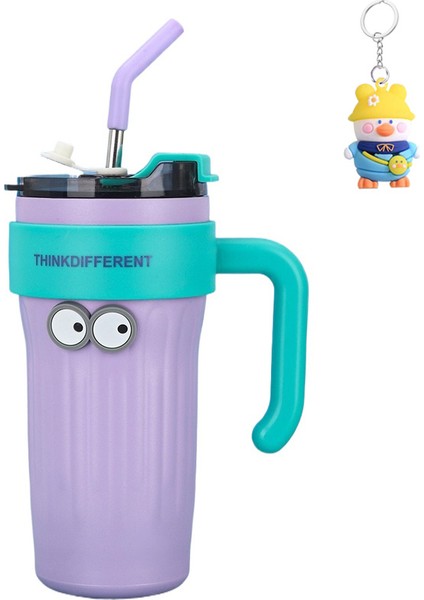 Coffee Break 316 Paslanmaz Çelik Çift Katmanlı Vakum Izolasyonlu Bardak Büyük Kapasiteli Çift Içecek Kahve Fincanı Saplı Pipetli Bardak (Yurt Dışından)