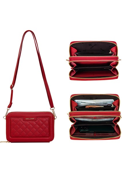 Bayan Çantaları Çift Fermuarlı Telefon Çantaları Moda Omuz Crossbody Çanta Cüzdan (Yurt Dışından) fiyatları