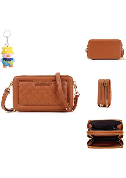 Bayan Çantaları Çift Fermuarlı Telefon Çantaları Moda Omuz Crossbody Çanta Cüzdan (Yurt Dışından)