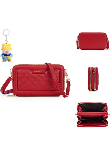Bayan Çantaları Çift Fermuarlı Telefon Çantaları Moda Omuz Crossbody Çanta Cüzdan (Yurt Dışından)