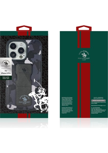 Santa Barbara Polo Racquet Club iPhone 13 Pro Max Enos Standlı Kapak - Gri